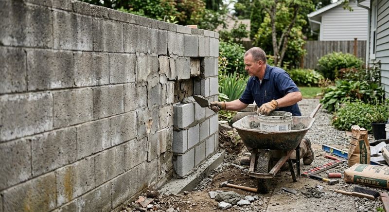 Cinder Block Wall Repair in Etowah, TN