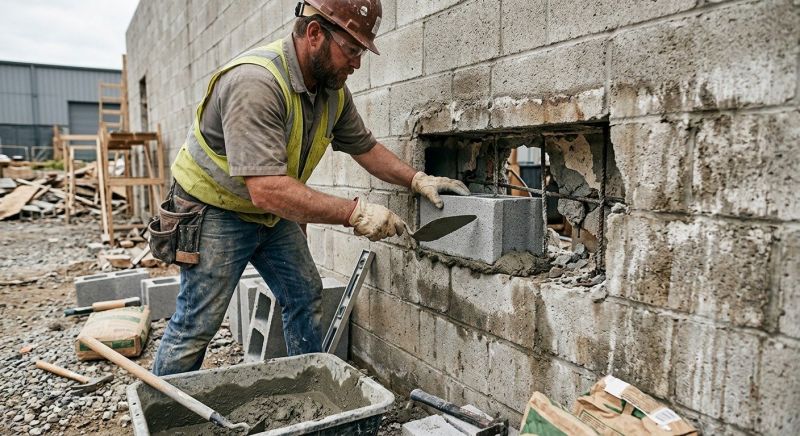 Cinder Block Wall Repair in Meigs County, TN