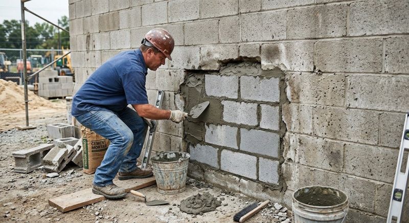 Cinder Block Wall Repair in Ocoee, TN
